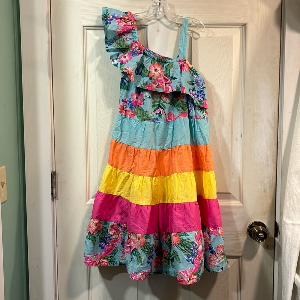 🐰 Monsoon London Fergie Flowing Flower Colorful Organic Cotton Dress size 10/12